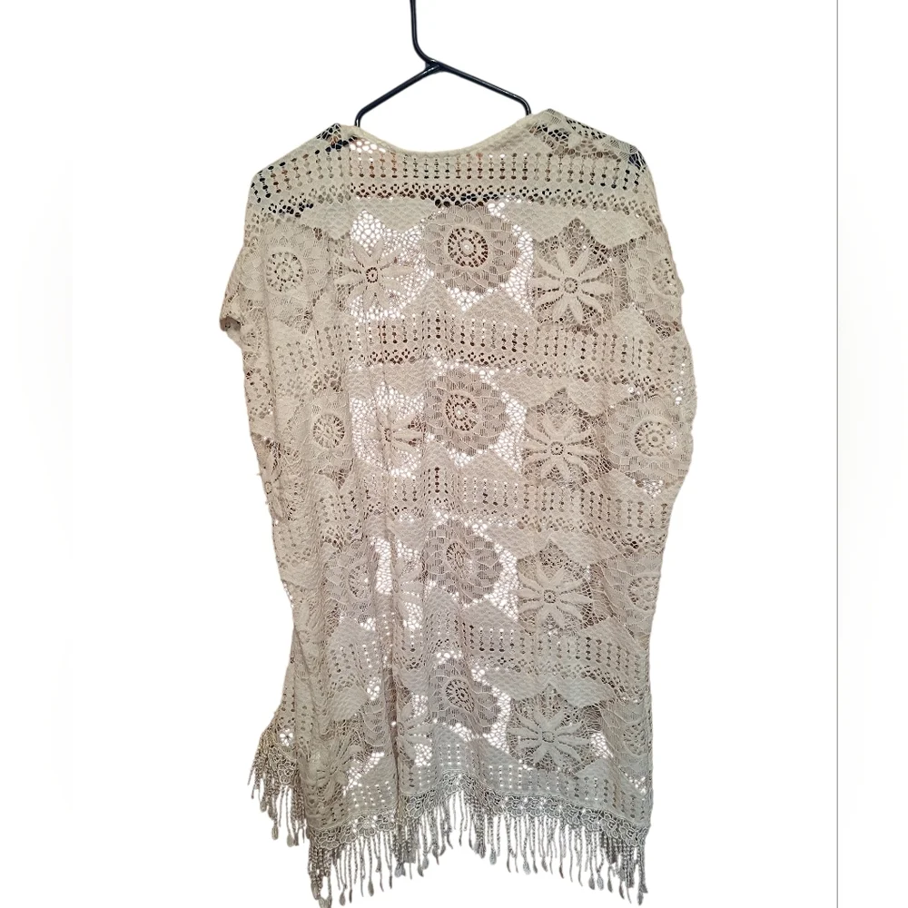 Cali Style White Lace Sheer Floral Swim Coverup or Robe Ladies XL / 3X BEACHY